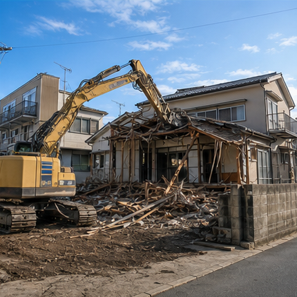 木造家屋の撤去作業
